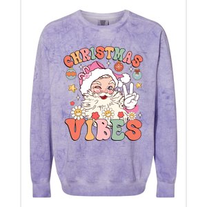 Retro Groovy Santa Claus Christmas Vibes Gift Colorblast Crewneck Sweatshirt