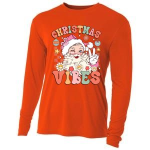 Retro Groovy Santa Claus Christmas Vibes Gift Cooling Performance Long Sleeve Crew