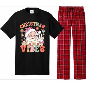 Retro Groovy Santa Claus Christmas Vibes Gift Pajama Set