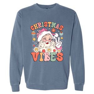 Retro Groovy Santa Claus Christmas Vibes Gift Garment-Dyed Sweatshirt