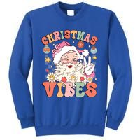 Retro Groovy Santa Claus Christmas Vibes Gift Sweatshirt