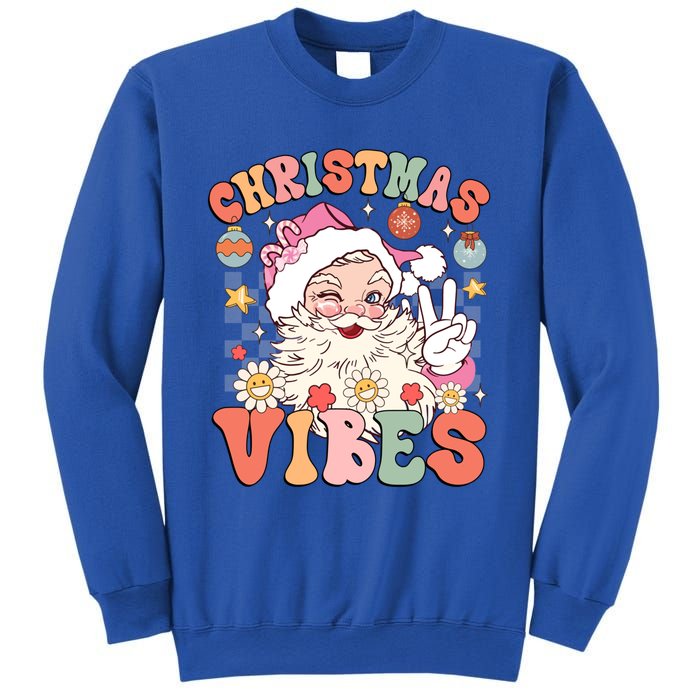 Retro Groovy Santa Claus Christmas Vibes Gift Sweatshirt