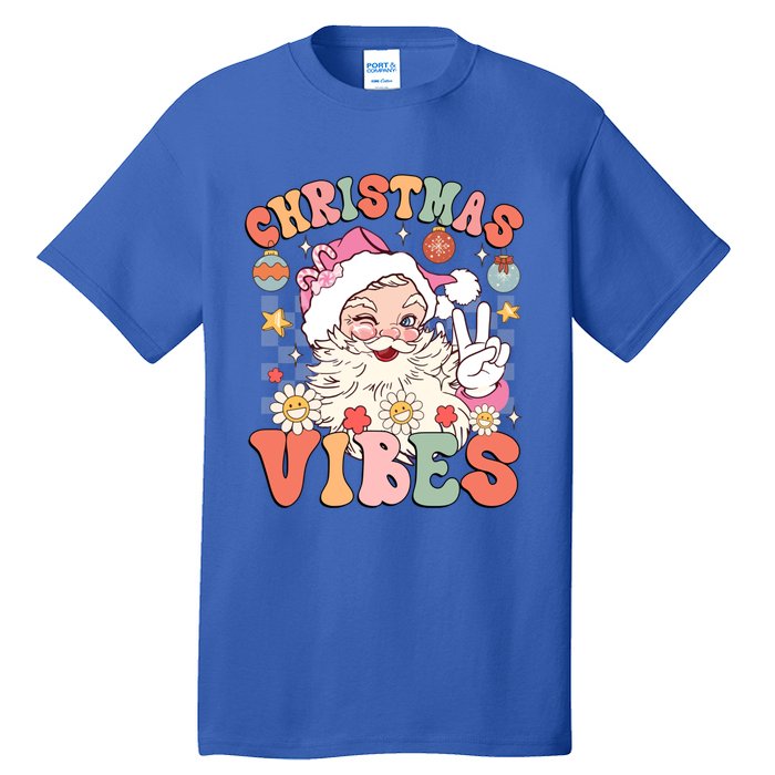 Retro Groovy Santa Claus Christmas Vibes Gift Tall T-Shirt