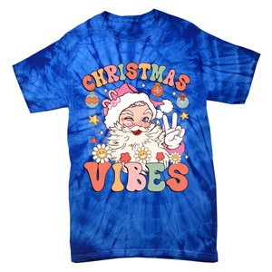 Retro Groovy Santa Claus Christmas Vibes Gift Tie-Dye T-Shirt