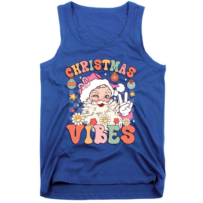 Retro Groovy Santa Claus Christmas Vibes Gift Tank Top