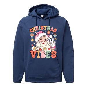 Retro Groovy Santa Claus Christmas Vibes Gift Performance Fleece Hoodie