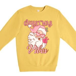 Retro Groovy Santa Claus Christmas Vibes Gift Premium Crewneck Sweatshirt