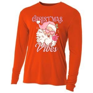 Retro Groovy Santa Claus Christmas Vibes Gift Cooling Performance Long Sleeve Crew