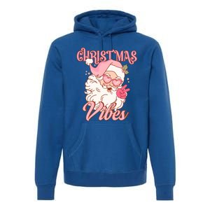 Retro Groovy Santa Claus Christmas Vibes Gift Premium Hoodie