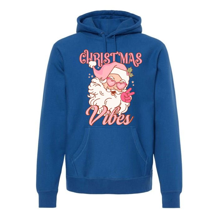 Retro Groovy Santa Claus Christmas Vibes Gift Premium Hoodie