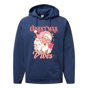 Retro Groovy Santa Claus Christmas Vibes Gift Performance Fleece Hoodie