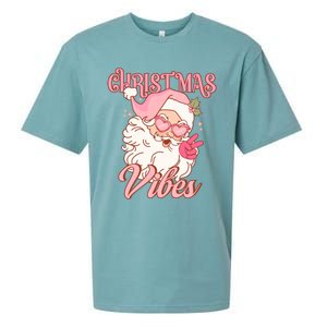 Retro Groovy Santa Claus Christmas Vibes Gift Sueded Cloud Jersey T-Shirt