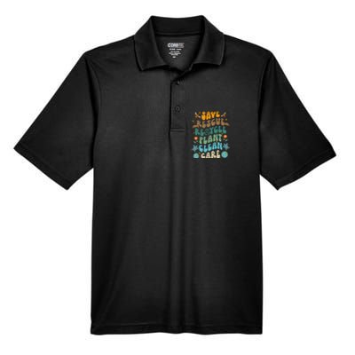 Retro Groovy Save Bees Rescue Animals Recycle Fun Earth Day Men's Origin Performance Pique Polo