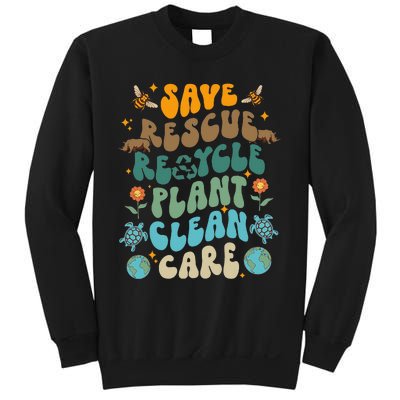 Retro Groovy Save Bees Rescue Animals Recycle Fun Earth Day Sweatshirt