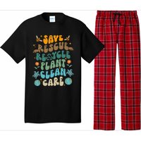 Retro Groovy Save Bees Rescue Animals Recycle Fun Earth Day Pajama Set