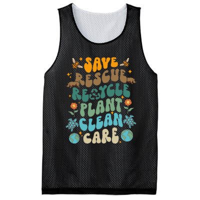 Retro Groovy Save Bees Rescue Animals Recycle Fun Earth Day Mesh Reversible Basketball Jersey Tank