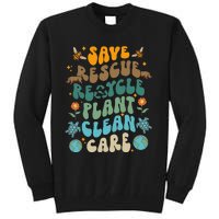 Retro Groovy Save Bees Rescue Animals Recycle Fun Earth Day Tall Sweatshirt