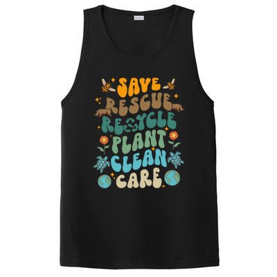 Retro Groovy Save Bees Rescue Animals Recycle Fun Earth Day PosiCharge Competitor Tank