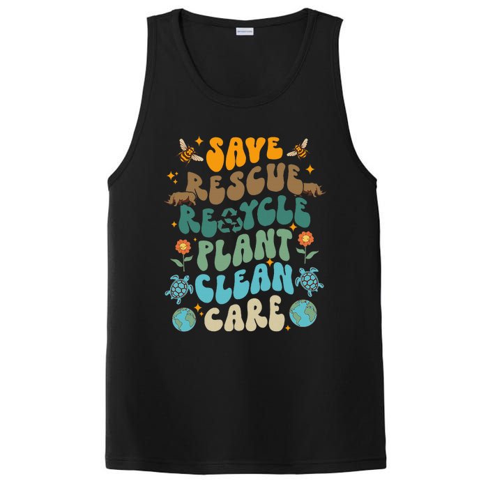 Retro Groovy Save Bees Rescue Animals Recycle Fun Earth Day PosiCharge Competitor Tank