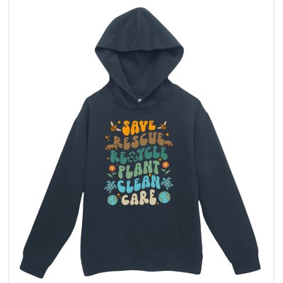 Retro Groovy Save Bees Rescue Animals Recycle Fun Earth Day Urban Pullover Hoodie