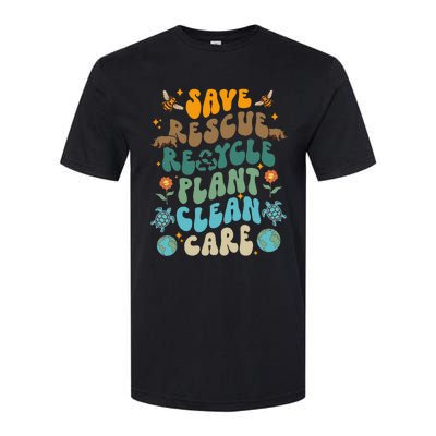 Retro Groovy Save Bees Rescue Animals Recycle Fun Earth Day Softstyle CVC T-Shirt