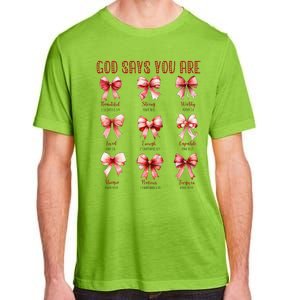 Retro God Says You Are Coquette Bow Cute Jesus Valentine Day Adult ChromaSoft Performance T-Shirt