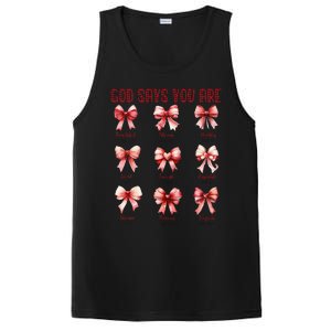 Retro God Says You Are Coquette Bow Cute Jesus Valentine Day PosiCharge Competitor Tank