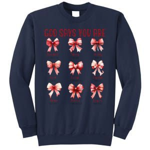 Retro God Says You Are Coquette Bow Cute Jesus Valentine Day Sweatshirt