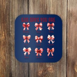 Retro God Says You Are Coquette Bow Cute Jesus Valentine Day Coaster