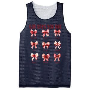 Retro God Says You Are Coquette Bow Cute Jesus Valentine Day Mesh Reversible Basketball Jersey Tank