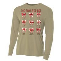 Retro God Says You Are Coquette Bow Cute Jesus Valentine Day Cooling Performance Long Sleeve Crew