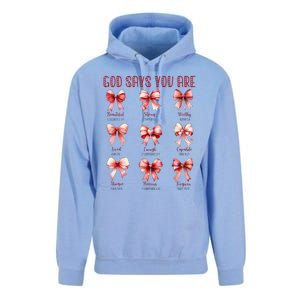 Retro God Says You Are Coquette Bow Cute Jesus Valentine Day Unisex Surf Hoodie