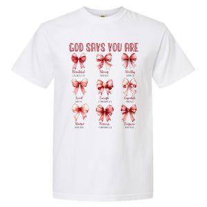 Retro God Says You Are Coquette Bow Cute Jesus Valentine Day Garment-Dyed Heavyweight T-Shirt