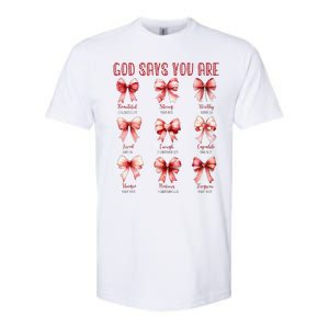 Retro God Says You Are Coquette Bow Cute Jesus Valentine Day Softstyle CVC T-Shirt