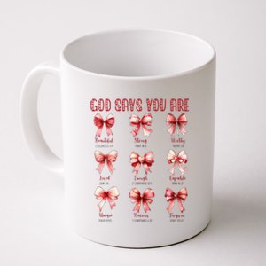 Retro God Says You Are Coquette Bow Cute Jesus Valentine Day Coffee Mug