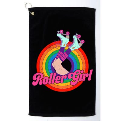 Roller Girl Skater Skating Retro Vintage 70s 80s Skates Platinum Collection Golf Towel