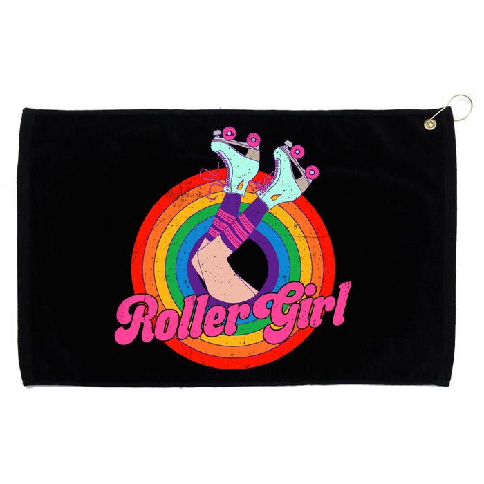 Roller Girl Skater Skating Retro Vintage 70s 80s Skates Grommeted Golf Towel