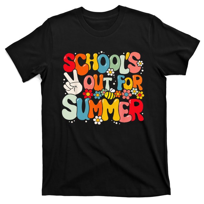 Retro Groovy School's Out For Summer Graduation Teacher T-Shirt