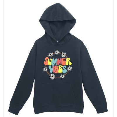 Retro Groovy Summer Vibes Sunflower Hello Summer Vacation Urban Pullover Hoodie