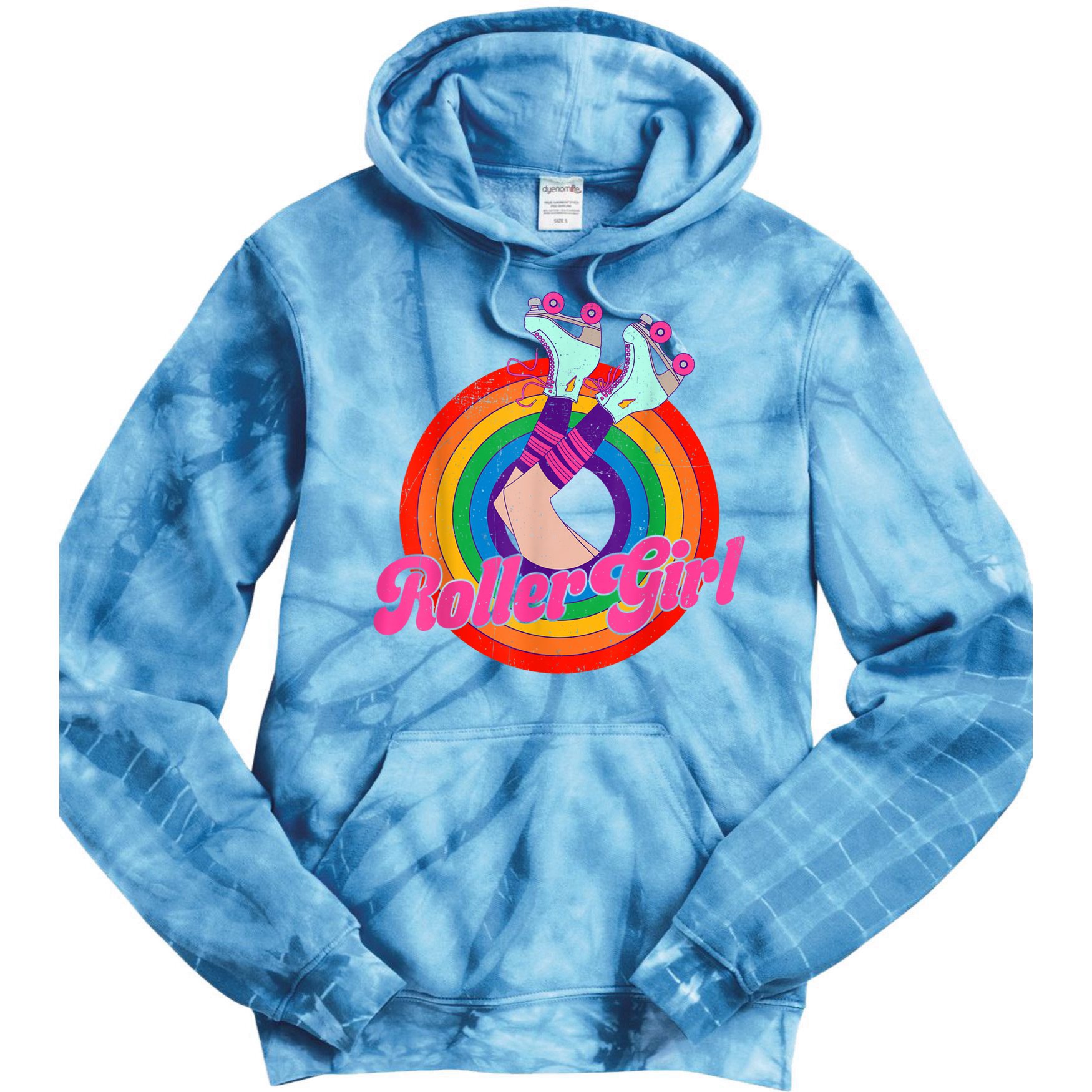 Roller Girl Skater Skating Retro Vintage 70s 80s Skates Tie Dye Hoodie