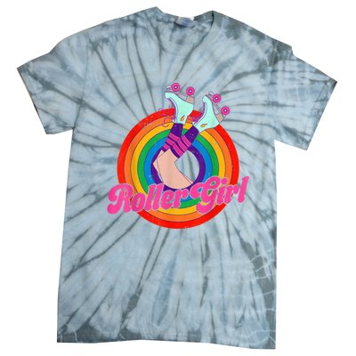 Roller Girl Skater Skating Retro Vintage 70s 80s Skates Tie-Dye T-Shirt