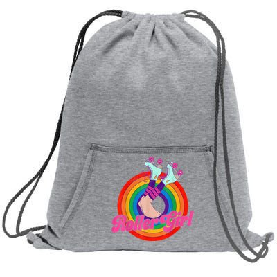 Roller Girl Skater Skating Retro Vintage 70s 80s Skates Sweatshirt Cinch Pack Bag