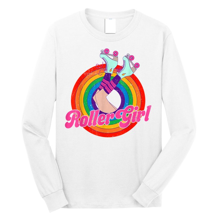 Roller Girl Skater Skating Retro Vintage 70s 80s Skates Long Sleeve Shirt