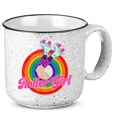 Roller Girl Skater Skating Retro Vintage 70s 80s Skates 15oz Campfire Ceramic Mug
