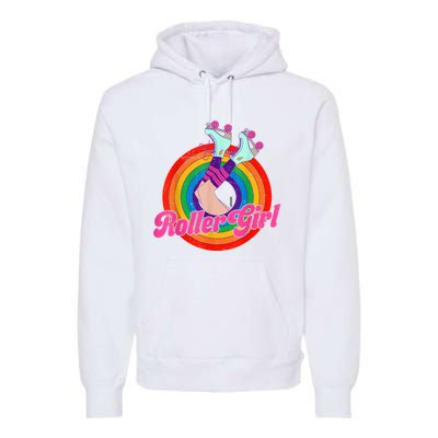 Roller Girl Skater Skating Retro Vintage 70s 80s Skates Premium Hoodie