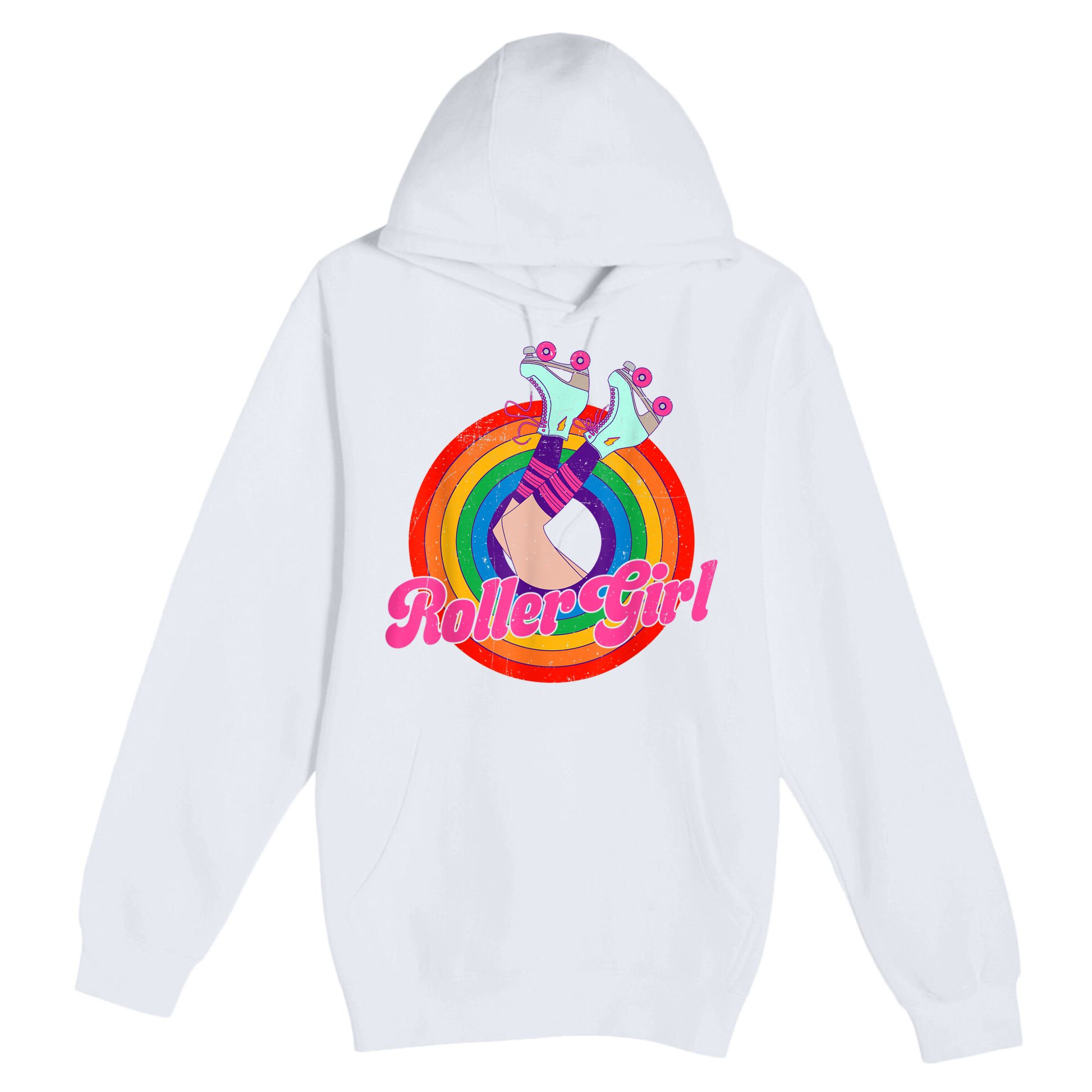 Roller Girl Skater Skating Retro Vintage 70s 80s Skates Premium Pullover Hoodie