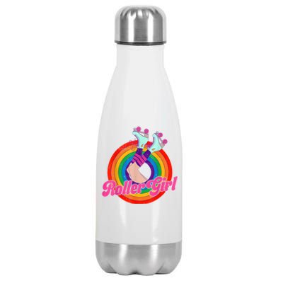 Roller Girl Skater Skating Retro Vintage 70s 80s Skates Stainless Steel Insulated Water Bottle