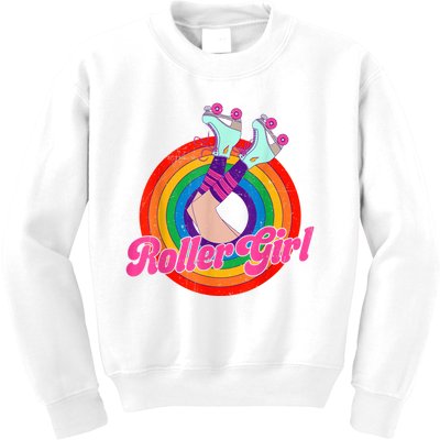 Roller Girl Skater Skating Retro Vintage 70s 80s Skates Kids Sweatshirt