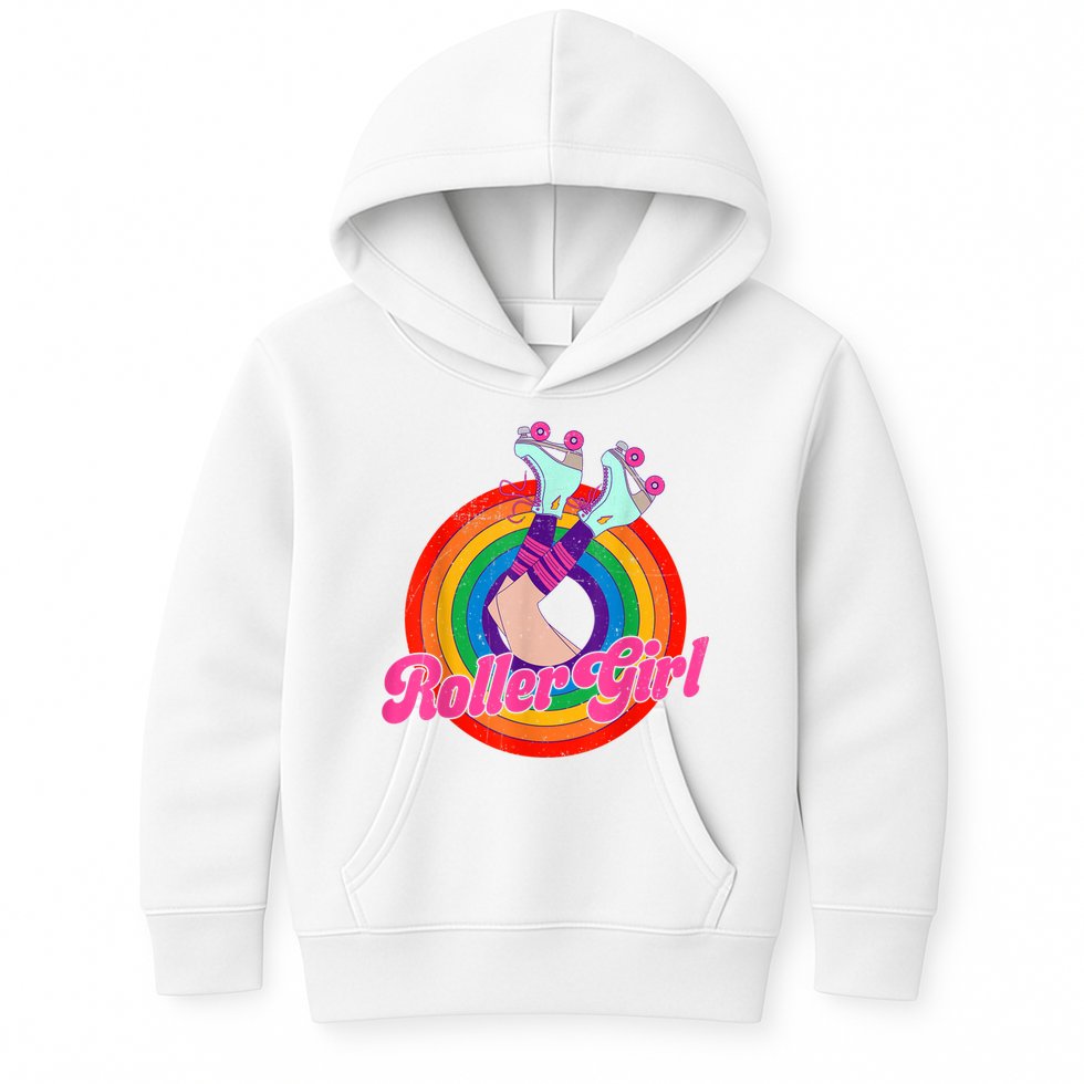 Roller Girl Skater Skating Retro Vintage 70s 80s Skates Kids Hoodie