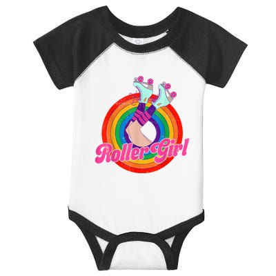 Roller Girl Skater Skating Retro Vintage 70s 80s Skates Infant Baby Jersey Bodysuit